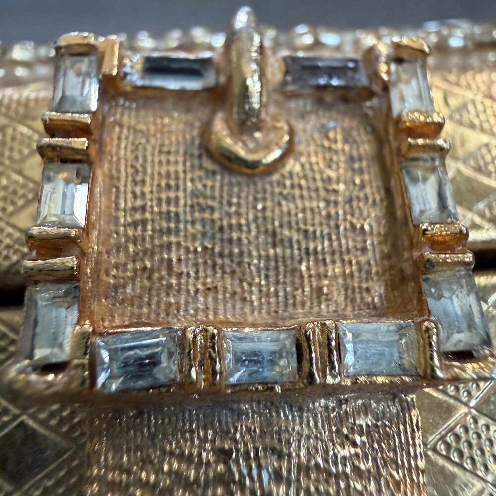 Vintage 50s Gold Beaded Minaudière Clutch Evening Bag Purse - Picture 11 of 16